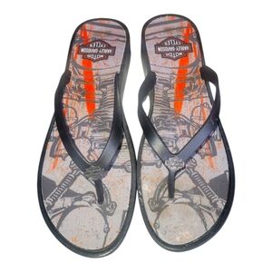 Harley-Davidson Women's Wedge Black Flip Flops Thong Sandals 9